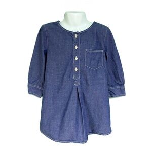 Crewcuts Chambray Blue 1/2 Button Neckline Cotton Tunic Girls Size 7